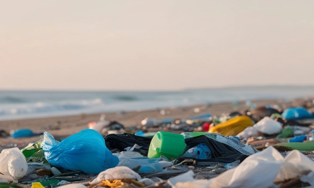 Sampah plastik di laut.